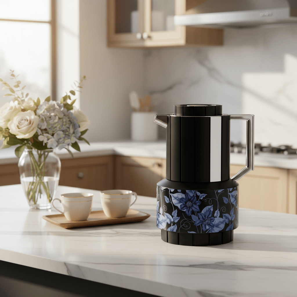 Parati 1L Vacuum Flask – Black | Silver & Blue Floral - Al Kabayel Discount CentreParati 1L Vacuum Flask – Black | Silver & Blue FloralThermosPARATIAl Kabayel Discount Centre