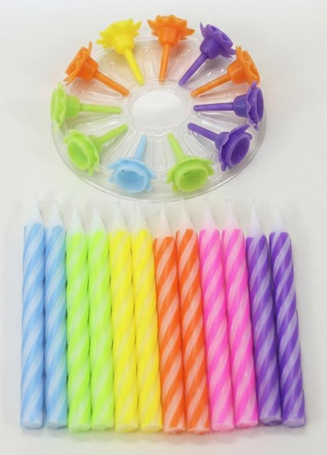 Party Fun 24pcs Birthday Candle with 12 Holders, Multicolor - Al Kabayel Discount CentreParty Fun 24pcs Birthday Candle with 12 Holders, MulticolorParty SuppliesPARTY FUNAl Kabayel Discount Centre