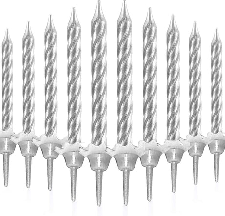 Party Fun 24pcs Birthday Candle with 12 Holders, Silver - Al Kabayel Discount CentreParty Fun 24pcs Birthday Candle with 12 Holders, SilverParty SuppliesPARTY FUNAl Kabayel Discount Centre