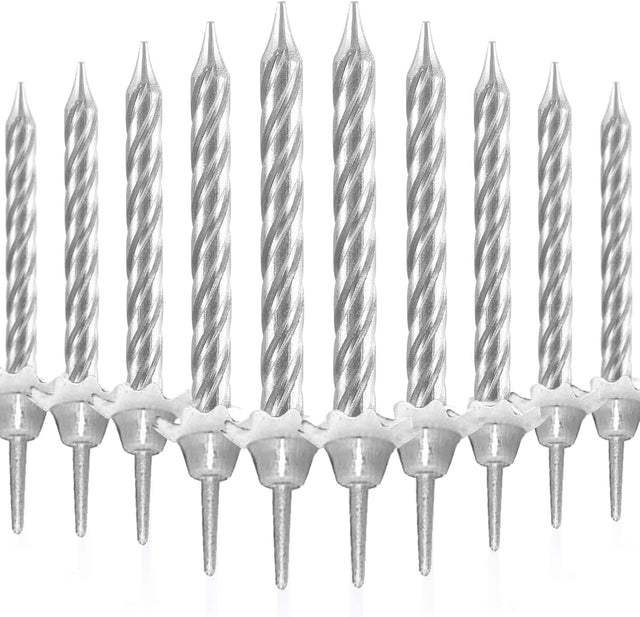 Party Fun 24pcs Birthday Candle with 12 Holders, Silver - Al Kabayel Discount CentreParty Fun 24pcs Birthday Candle with 12 Holders, SilverParty SuppliesPARTY FUNAl Kabayel Discount Centre