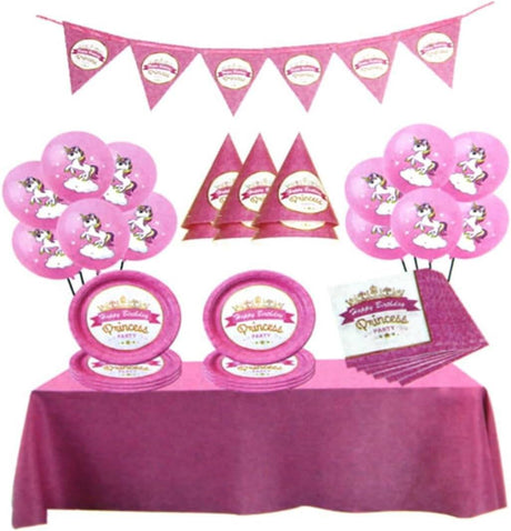 Party Fun 46pcs Unicorn Birthday Party Box Set, Includes 12pcs Ballon 12", 1pc Banner, 6pcs Paper Plate 7", 6pcs Paper Hat 6", 1pc Table Cloth, 20pcs Paper Napkin, Pink - Al Kabayel Discount CentreParty Fun 46pcs Unicorn Birthday Party Box Set, Includes 12pcs Ballon 12", 1pc Banner, 6pcs Paper Plate 7", 6pcs Paper Hat 6", 1pc Table Cloth, 20pcs Paper Napkin, PinkParty SuppliesPARTY FUNAl Kabayel Discount Centre