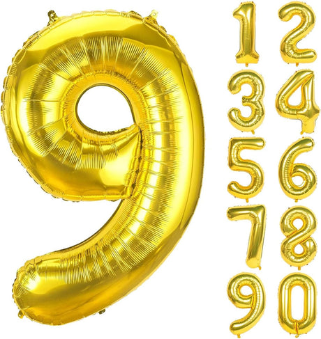 Party Fun Number - 9 Foil Balloon 32", Fills with Air or Helium, Gold - Al Kabayel Discount CentreParty Fun Number - 9 Foil Balloon 32", Fills with Air or Helium, GoldParty SuppliesPARTY FUNAl Kabayel Discount Centre