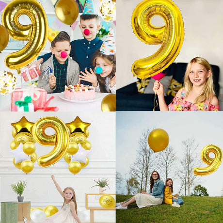 Party Fun Number - 9 Foil Balloon 32", Fills with Air or Helium, Gold - Al Kabayel Discount CentreParty Fun Number - 9 Foil Balloon 32", Fills with Air or Helium, GoldParty SuppliesPARTY FUNAl Kabayel Discount Centre