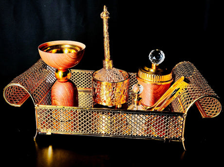 Perfume And Bakhoor Set With Stand Gold And Wooden - Al Kabayel Discount CentrePerfume And Bakhoor Set With Stand Gold And WoodenHome Décor AccentsAKDCAl Kabayel Discount Centre