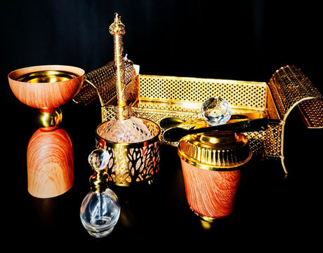 Perfume And Bakhoor Set With Stand Gold And Wooden - Al Kabayel Discount CentrePerfume And Bakhoor Set With Stand Gold And WoodenHome Décor AccentsAKDCAl Kabayel Discount Centre