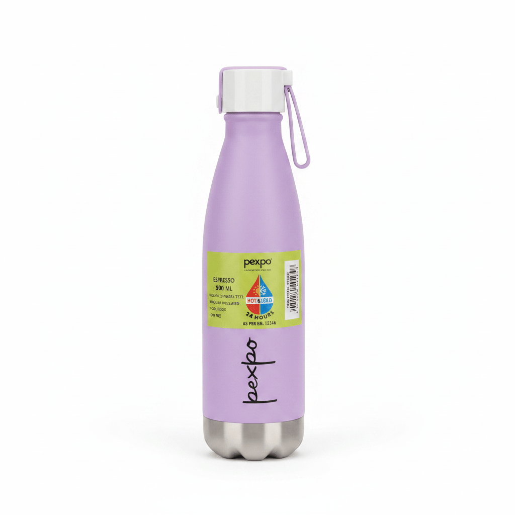 Pexpo Espresso Stainless Steel Vacuum Insulated Water Bottle - 500ml – Lavender / Pink - Al Kabayel Discount CentrePexpo Espresso Stainless Steel Vacuum Insulated Water Bottle - 500ml – Lavender / PinkWater BottlesPEXPOAl Kabayel Discount Centre
