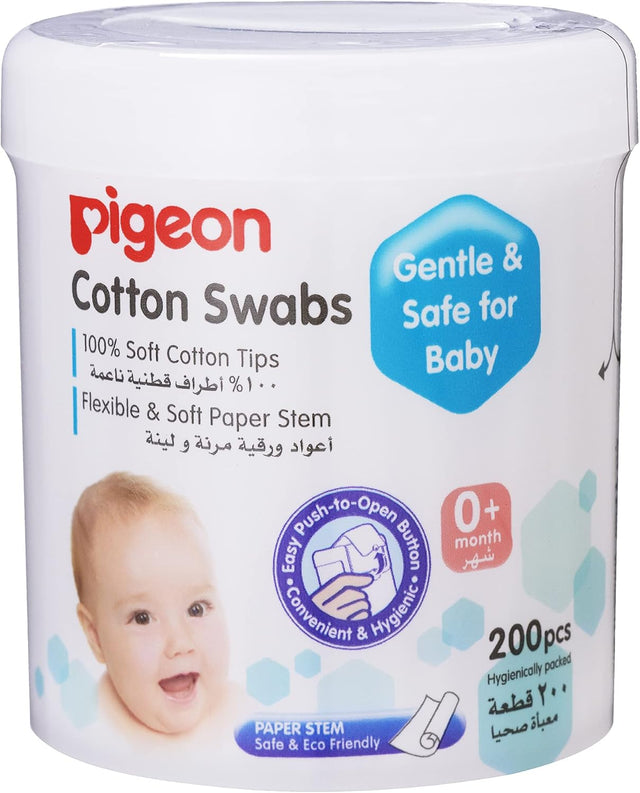 Pigeon Cotton Swabs, Flexible And Soft Paper Stem, 100% Soft Cotton Tips, Extra Thin, 200 Pieces, White - Al Kabayel Discount CentrePigeon Cotton Swabs, Flexible And Soft Paper Stem, 100% Soft Cotton Tips, Extra Thin, 200 Pieces, WhiteBaby ProductsPIGEONAl Kabayel Discount Centre