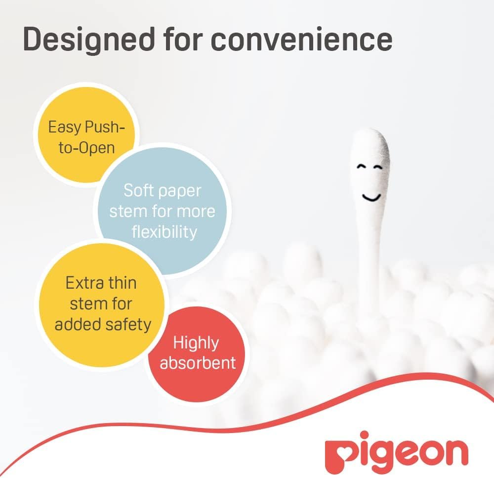 Pigeon Cotton Swabs, Flexible And Soft Paper Stem, 100% Soft Cotton Tips, Thin & Hinged, 200 Pieces, White - Al Kabayel Discount CentrePigeon Cotton Swabs, Flexible And Soft Paper Stem, 100% Soft Cotton Tips, Thin & Hinged, 200 Pieces, WhiteBaby ProductsPIGEONAl Kabayel Discount Centre