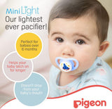 Pigeon Minilight Pacifier, Ultra Light Weight, Soft Silicone Nipple, More Air Flow, BPA Free, M Size, 6+ Months, Clear - Al Kabayel Discount CentrePigeon Minilight Pacifier, Ultra Light Weight, Soft Silicone Nipple, More Air Flow, BPA Free, M Size, 6+ Months, ClearBaby ProductsPIGEONAl Kabayel Discount Centre