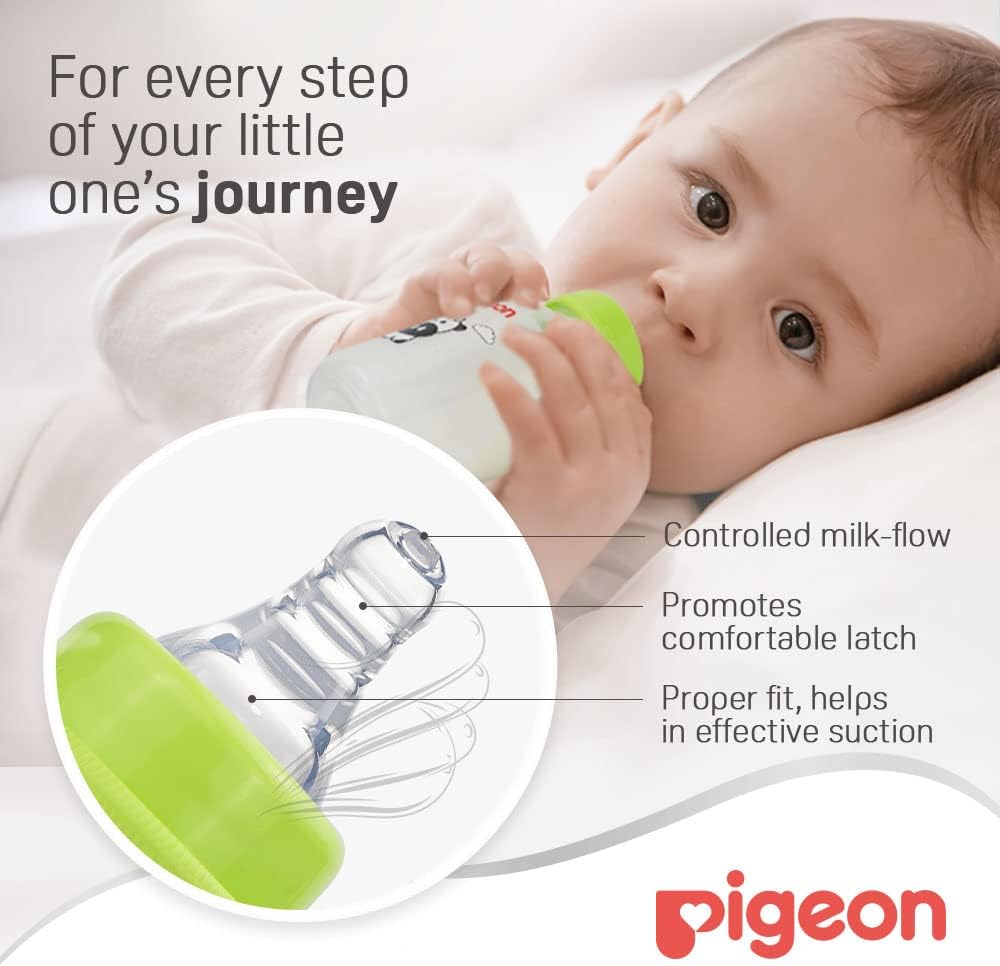 Pigeon Slim Neck Animal Decorated Plastic Feeding Bottle, Ultra Soft Silicone Nipple, Anti Colic, Bpa & Bps Free, 120Ml, Multicolor - Al Kabayel Discount CentrePigeon Slim Neck Animal Decorated Plastic Feeding Bottle, Ultra Soft Silicone Nipple, Anti Colic, Bpa & Bps Free, 120Ml, MulticolorBaby ProductsPIGEONAl Kabayel Discount Centre