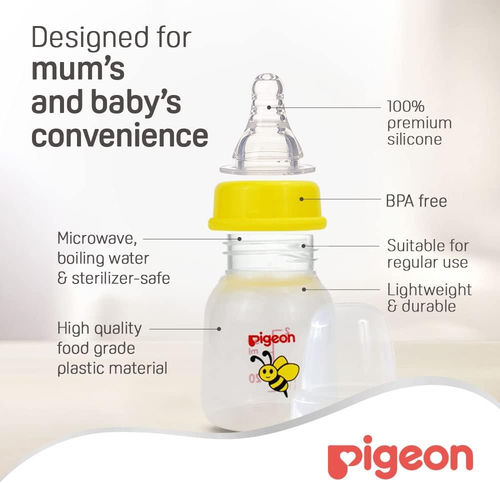 Pigeon Slim Neck Animal Decorated Plastic Feeding Bottle, Ultra Soft Silicone Nipple, Anti Colic, Bpa & Bps Free, 50Ml, Item is Assorted Color - Al Kabayel Discount CentrePigeon Slim Neck Animal Decorated Plastic Feeding Bottle, Ultra Soft Silicone Nipple, Anti Colic, Bpa & Bps Free, 50Ml, Item is Assorted ColorBaby ProductsPIGEONAl Kabayel Discount Centre