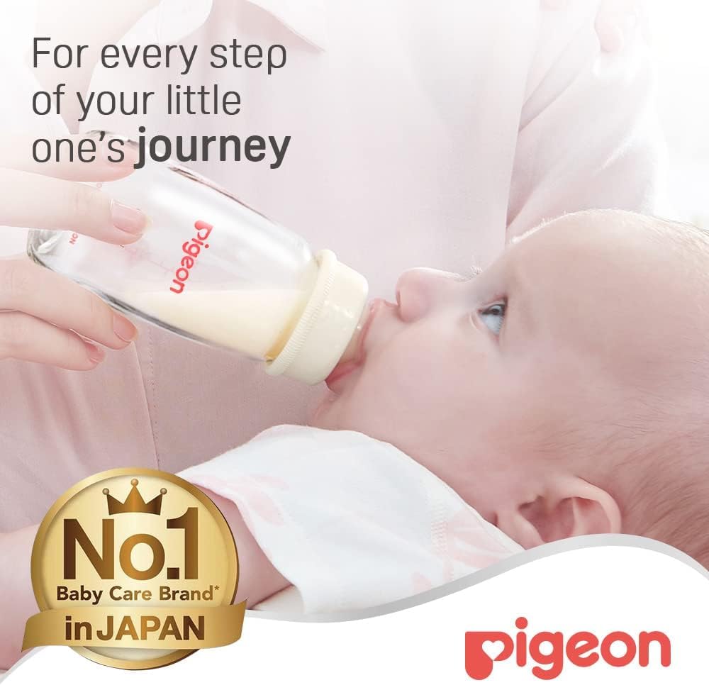 Pigeon Slim Neck Glass Feeding Bottle, Clear Cap, Ultra Soft Silicone Nipple, Anti - Colic, Durable & Long Lasting, BPA & BPS Free, White/Clear, 120ml - Al Kabayel Discount CentrePigeon Slim Neck Glass Feeding Bottle, Clear Cap, Ultra Soft Silicone Nipple, Anti - Colic, Durable & Long Lasting, BPA & BPS Free, White/Clear, 120mlBaby ProductsPIGEONAl Kabayel Discount Centre