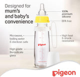 Pigeon Slim Neck Glass Feeding Bottle, White Cap With Handle, Ultra - Soft Silicone, Anti - Colic, Bpa & Bps Free, 240ml, Assorted Color - Al Kabayel Discount CentrePigeon Slim Neck Glass Feeding Bottle, White Cap With Handle, Ultra - Soft Silicone, Anti - Colic, Bpa & Bps Free, 240ml, Assorted ColorBaby ProductsPIGEONAl Kabayel Discount Centre
