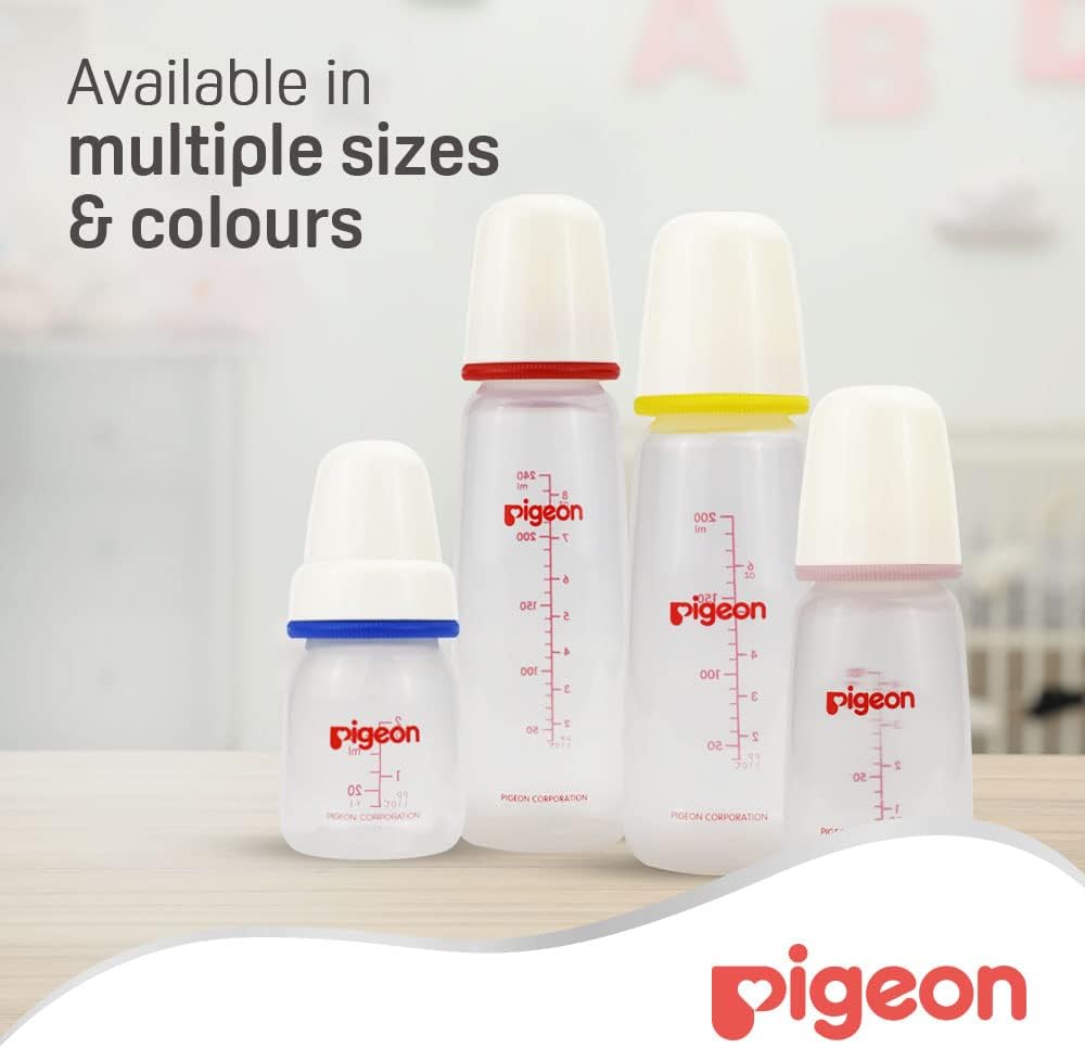 Pigeon Slim Neck Plastic Feeding Bottle, White Cap, Ultra Soft Silicone Nipple, Anti Colic, Bpa & Bps Free, 240ml, Multi Color - Al Kabayel Discount CentrePigeon Slim Neck Plastic Feeding Bottle, White Cap, Ultra Soft Silicone Nipple, Anti Colic, Bpa & Bps Free, 240ml, Multi ColorBaby ProductsPIGEONAl Kabayel Discount Centre