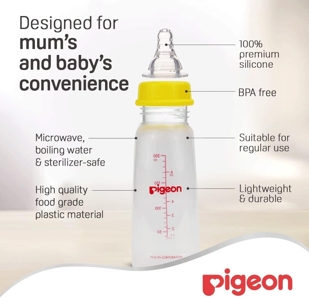 Pigeon Slim Neck Ultra Soft Silicone Nipple & Bpa Free Plastic Feeding Bottle, Assorted Colors, 200ml - Al Kabayel Discount CentrePigeon Slim Neck Ultra Soft Silicone Nipple & Bpa Free Plastic Feeding Bottle, Assorted Colors, 200mlBaby ProductsPIGEONAl Kabayel Discount Centre