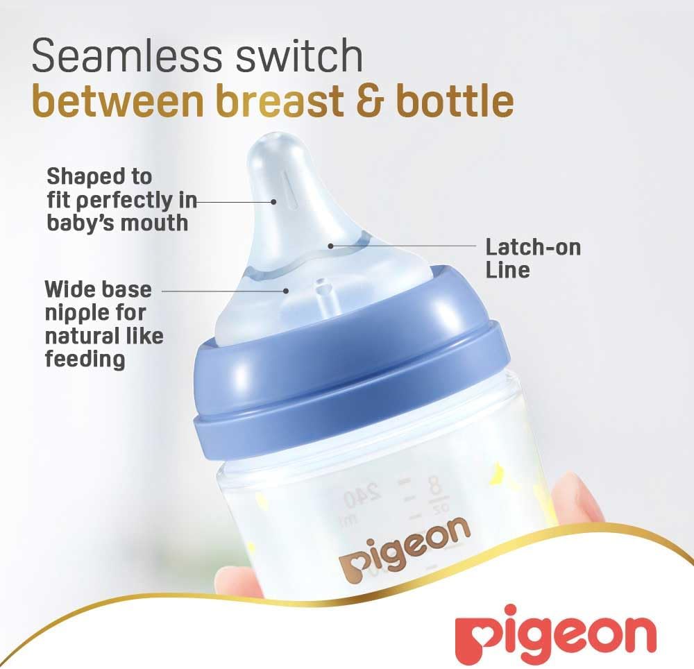 Pigeon Softouch Wide Neck Peristaltic PLUS Decorated Feeding Nursing Bottle, Medium Nipple Size, BPA Free, 3 + Months, 240ml, Multi - Color - Al Kabayel Discount CentrePigeon Softouch Wide Neck Peristaltic PLUS Decorated Feeding Nursing Bottle, Medium Nipple Size, BPA Free, 3 + Months, 240ml, Multi - ColorBaby ProductsPIGEONAl Kabayel Discount Centre