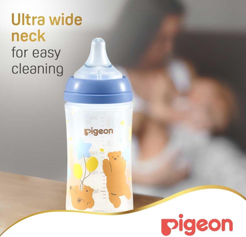 Pigeon Softouch Wide Neck Peristaltic PLUS Decorated Feeding Nursing Bottle, Medium Nipple Size, BPA Free, 3 + Months, 240ml, Multi - Color - Al Kabayel Discount CentrePigeon Softouch Wide Neck Peristaltic PLUS Decorated Feeding Nursing Bottle, Medium Nipple Size, BPA Free, 3 + Months, 240ml, Multi - ColorBaby ProductsPIGEONAl Kabayel Discount Centre