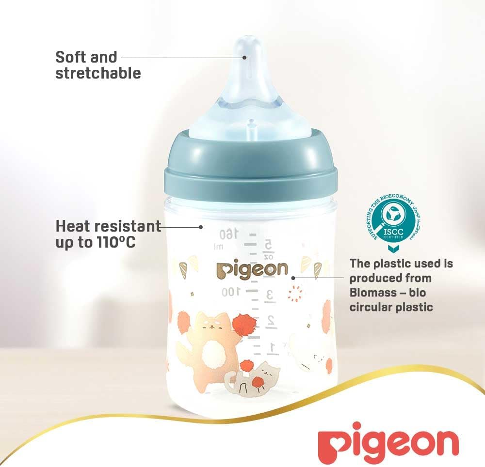 Pigeon Softouch Wide Neck Peristaltic PLUS Decorated Feeding Nursing Bottle, SS Nipple Size, BPA Free, 0 + Months, 160ml - Assorted Color - Al Kabayel Discount CentrePigeon Softouch Wide Neck Peristaltic PLUS Decorated Feeding Nursing Bottle, SS Nipple Size, BPA Free, 0 + Months, 160ml - Assorted ColorBaby ProductsPIGEONAl Kabayel Discount Centre