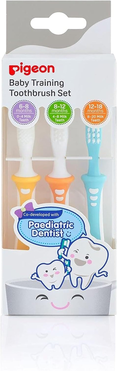 Pigeon Training Tooth Brush Set, Extra Soft Bristles, Soft Grip, Lesson 1, 2, 3, Multi Colour - Al Kabayel Discount CentrePigeon Training Tooth Brush Set, Extra Soft Bristles, Soft Grip, Lesson 1, 2, 3, Multi ColourBaby ProductsPIGEONAl Kabayel Discount Centre