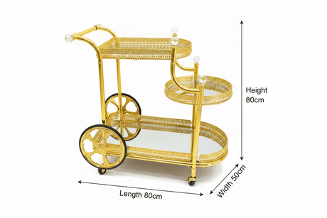 Gold Bar Cart with Dimensions