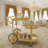 Pilsco 3-Tier Gold Metal & Mirror Glass Serving Trolley Cart | Ornate Filigree Design with Crystal Finials & Decorative Wheels | Luxury Hospitality & Majlis Tea Trolley | 80 x 80x 50 cm - Al Kabayel Discount CentrePilsco 3-Tier Gold Metal & Mirror Glass Serving Trolley Cart | Ornate Filigree Design with Crystal Finials & Decorative Wheels | Luxury Hospitality & Majlis Tea Trolley | 80 x 80x 50 cmOrganizers & AccessoriesPILSCOAl Kabayel Discount Centre