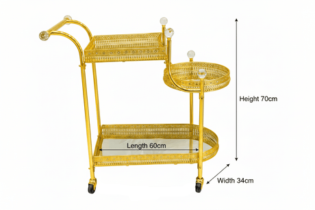 Gold Bar Cart with Dimensions