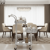 Pilsco 3-Tier Silver Chrome Metal & Glass Serving Trolley Cart with Ornate Filigree Design, Crystal Knob Accents & Rolling Casters | 67cm x 40cm x 30cm | - Al Kabayel Discount CentrePilsco 3-Tier Silver Chrome Metal & Glass Serving Trolley Cart with Ornate Filigree Design, Crystal Knob Accents & Rolling Casters | 67cm x 40cm x 30cm |Organizers & AccessoriesPILSCOAl Kabayel Discount Centre
