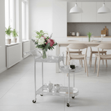 Pilsco 3-Tier Silver Chrome Metal Ornate Serving Trolley with Round Side Tray and Wheels | Majlis & Hospitality Tea Cart | 70cmx60x34cm - Al Kabayel Discount CentrePilsco 3-Tier Silver Chrome Metal Ornate Serving Trolley with Round Side Tray and Wheels | Majlis & Hospitality Tea Cart | 70cmx60x34cmOrganizers & AccessoriesPILSCOAl Kabayel Discount Centre