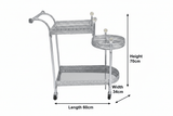Silver Bar Cart with Dimensions