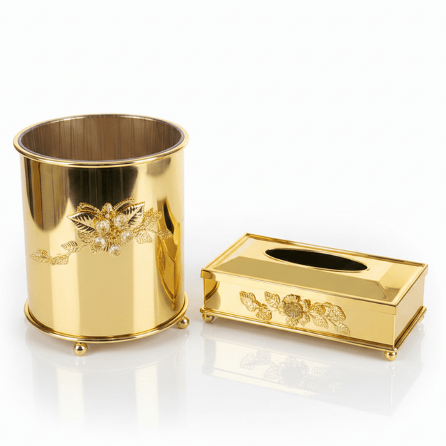 Pilsco Acrylic Dustbin with Gold Metal Base and Tissue Box Set – Premium Finish for Home & Office – 26 × 22 cm & 26 × 13 cm - Al Kabayel Discount CentrePilsco Acrylic Dustbin with Gold Metal Base and Tissue Box Set – Premium Finish for Home & Office – 26 × 22 cm & 26 × 13 cmOrganizers & AccessoriesPILSCOAl Kabayel Discount Centre