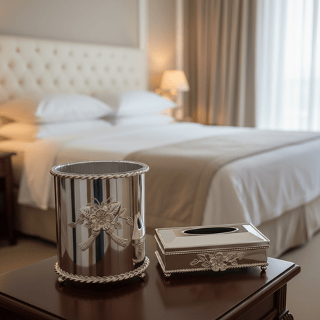 Pilsco Acrylic Dustbin with Silver Metal Base and Tissue Box Set – Elegant and Durable Design – 26 × 22 cm & 26 × 13 cm - Al Kabayel Discount CentrePilsco Acrylic Dustbin with Silver Metal Base and Tissue Box Set – Elegant and Durable Design – 26 × 22 cm & 26 × 13 cmOrganizers & AccessoriesPILSCOAl Kabayel Discount Centre