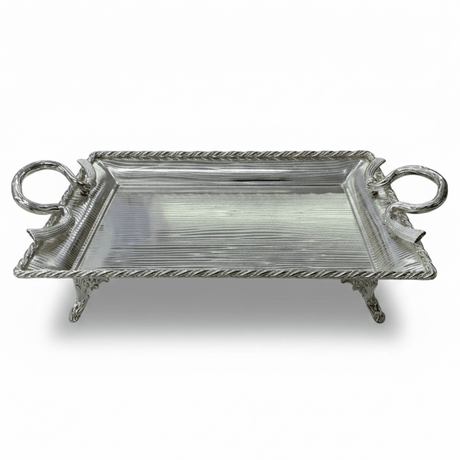 Pilsco Compact Footed Silver Stainless Steel Serving Tray with Elegant Handles – 39×29cm - Al Kabayel Discount CentrePilsco Compact Footed Silver Stainless Steel Serving Tray with Elegant Handles – 39×29cmServing TraysAKDCAl Kabayel Discount Centre