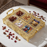 Pilsco Elegant Crystal Acrylic Candy Organizer with Decorative Gold Metal Frame & Lid – Luxury 6 - Section Serving Box for Majlis Ramadan and Home Décor 40×28 cm - Al Kabayel Discount CentrePilsco Elegant Crystal Acrylic Candy Organizer with Decorative Gold Metal Frame & Lid – Luxury 6 - Section Serving Box for Majlis Ramadan and Home Décor 40×28 cmJars & Food SaversPILSCOAl Kabayel Discount Centre