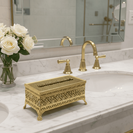 Pilsco Elegant Gold Metal Tissue Box Holder – Luxury Finish Tissue Box Cover – 26.5 × 13 cm - Al Kabayel Discount CentrePilsco Elegant Gold Metal Tissue Box Holder – Luxury Finish Tissue Box Cover – 26.5 × 13 cmNapkin Holders & Tissue BoxPILSCOAl Kabayel Discount Centre
