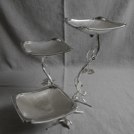 Pilsco Elegant Silver Leaf Design 3 - Tier Square Fruit Stand – Decorative Serving Tray for Fruits, Cakes & Sweets – 14 × 28 cm - Al Kabayel Discount CentrePilsco Elegant Silver Leaf Design 3 - Tier Square Fruit Stand – Decorative Serving Tray for Fruits, Cakes & Sweets – 14 × 28 cmServing TraysPILSCOAl Kabayel Discount Centre