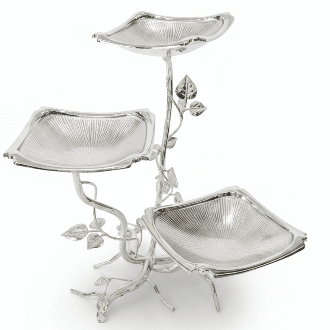 Pilsco Elegant Silver Leaf Design 3 - Tier Square Fruit Stand – Decorative Serving Tray for Fruits, Cakes & Sweets – 14 × 28 cm - Al Kabayel Discount CentrePilsco Elegant Silver Leaf Design 3 - Tier Square Fruit Stand – Decorative Serving Tray for Fruits, Cakes & Sweets – 14 × 28 cmServing TraysPILSCOAl Kabayel Discount Centre