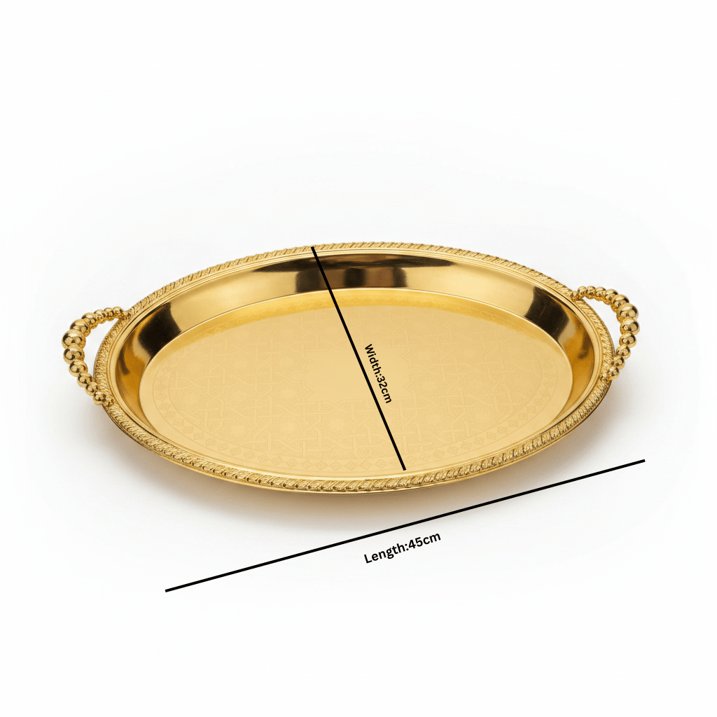 Pilsco Gold Metal Oval Serving Tray - 45×32cm - Al Kabayel Discount CentrePilsco Gold Metal Oval Serving Tray - 45×32cmServing TraysPILSCOAl Kabayel Discount Centre