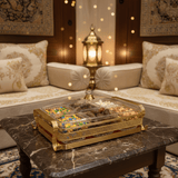 Pilsco Luxury 6 - Section Acrylic Candy Bowl with Premium Gold Metal Holder & Lid – Elegant Organizer for Chocolates Nuts Dates and Dry Fruits 38×26 cm - Al Kabayel Discount CentrePilsco Luxury 6 - Section Acrylic Candy Bowl with Premium Gold Metal Holder & Lid – Elegant Organizer for Chocolates Nuts Dates and Dry Fruits 38×26 cmJars & Food SaversPILSCOAl Kabayel Discount Centre