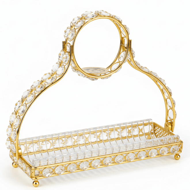 Pilsco Luxury Gold Acrylic and Metal Cawa Cup Holder with Premium Finish for Stylish Coffee Presentation – 27×8 cm - Al Kabayel Discount CentrePilsco Luxury Gold Acrylic and Metal Cawa Cup Holder with Premium Finish for Stylish Coffee Presentation – 27×8 cmOrganizers & AccessoriesPILSCOAl Kabayel Discount Centre