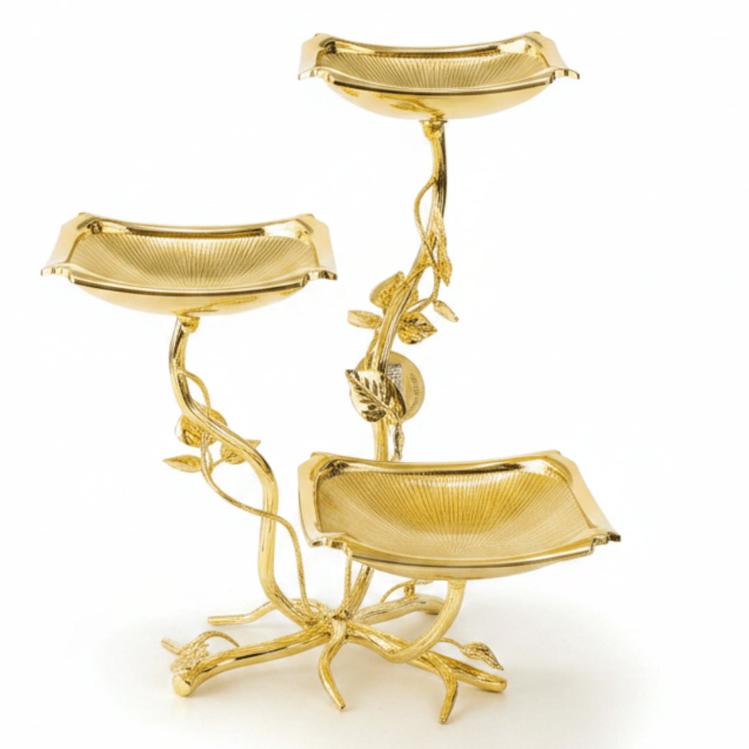 Pilsco Luxury Gold Leaf Design 3 - Tier Square Fruit Display Stand – Premium Serving Tray for Desserts & Occasions – 14 × 28 cm - Al Kabayel Discount CentrePilsco Luxury Gold Leaf Design 3 - Tier Square Fruit Display Stand – Premium Serving Tray for Desserts & Occasions – 14 × 28 cmServing TraysPILSCOAl Kabayel Discount Centre