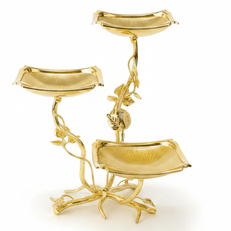 Pilsco Luxury Gold Leaf Design 3 - Tier Square Fruit Display Stand – Premium Serving Tray for Desserts & Occasions – 14 × 28 cm - Al Kabayel Discount CentrePilsco Luxury Gold Leaf Design 3 - Tier Square Fruit Display Stand – Premium Serving Tray for Desserts & Occasions – 14 × 28 cmServing TraysPILSCOAl Kabayel Discount Centre