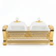 Pilsco Luxury White Ceramic Dual Candy Bowl with Premium Gold Metal Holder & Decorative Lid – Elegant Majlis Serving Tray 25×12 cm - Al Kabayel Discount CentrePilsco Luxury White Ceramic Dual Candy Bowl with Premium Gold Metal Holder & Decorative Lid – Elegant Majlis Serving Tray 25×12 cmJars & Food SaversPILSCOAl Kabayel Discount Centre