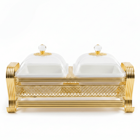 Pilsco Luxury White Ceramic Dual Candy Bowl with Premium Gold Metal Holder & Decorative Lid – Elegant Majlis Serving Tray 25×12 cm - Al Kabayel Discount CentrePilsco Luxury White Ceramic Dual Candy Bowl with Premium Gold Metal Holder & Decorative Lid – Elegant Majlis Serving Tray 25×12 cmJars & Food SaversPILSCOAl Kabayel Discount Centre