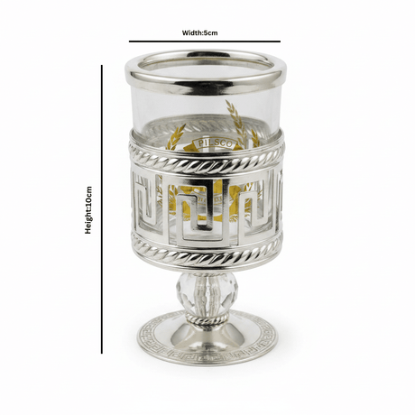 Pilsco Metal & Glass Spoon Holder - 10×5 cm - Silver / Gold - Al Kabayel Discount CentrePilsco Metal & Glass Spoon Holder - 10×5 cm - Silver / GoldCutlery HolderPILSCOAl Kabayel Discount Centre