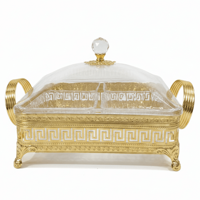 Pilsco Premium 4 - Section Acrylic Candy Bowl with Gold Metal Holder & Elegant Lid – Luxury Serving Tray for Chocolates and Dry Fruits 25×25 cm - Al Kabayel Discount CentrePilsco Premium 4 - Section Acrylic Candy Bowl with Gold Metal Holder & Elegant Lid – Luxury Serving Tray for Chocolates and Dry Fruits 25×25 cmJars & Food SaversPILSCOAl Kabayel Discount Centre