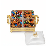 Pilsco Premium 4 - Section Acrylic Candy Bowl with Gold Metal Holder & Elegant Lid – Luxury Serving Tray for Chocolates and Dry Fruits 25×25 cm - Al Kabayel Discount CentrePilsco Premium 4 - Section Acrylic Candy Bowl with Gold Metal Holder & Elegant Lid – Luxury Serving Tray for Chocolates and Dry Fruits 25×25 cmJars & Food SaversPILSCOAl Kabayel Discount Centre