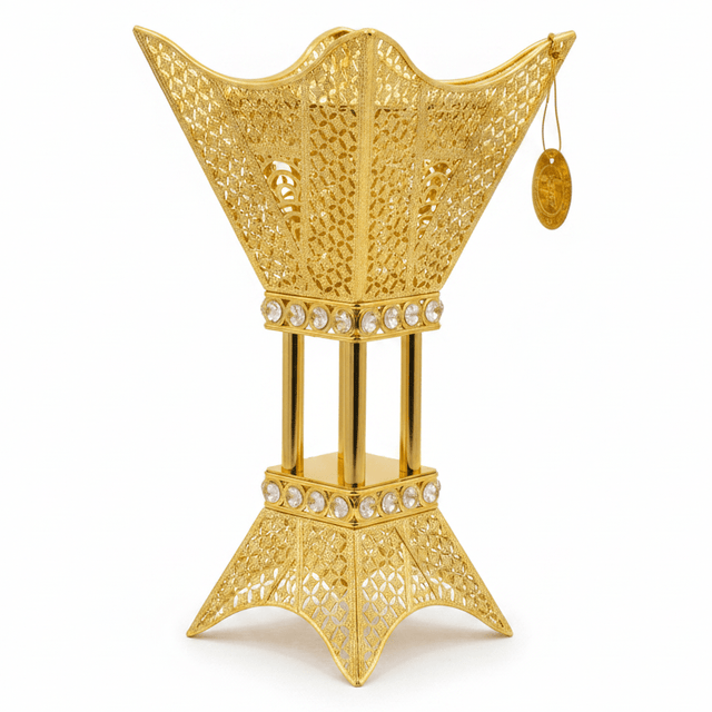 Pilsco Premium Gold Metal Incense Burner with Diamond Pattern 37×17 cm Elegant Aroma Burner - Al Kabayel Discount CentrePilsco Premium Gold Metal Incense Burner with Diamond Pattern 37×17 cm Elegant Aroma BurnerIncense BurnerPILSCOAl Kabayel Discount Centre