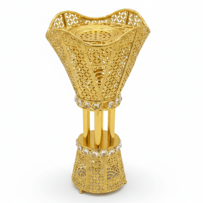 Pilsco Premium Gold Metal Incense Burner with Diamond Pattern 38×20 cm Stylish Home Decor - Al Kabayel Discount CentrePilsco Premium Gold Metal Incense Burner with Diamond Pattern 38×20 cm Stylish Home DecorIncense BurnerPILSCOAl Kabayel Discount Centre