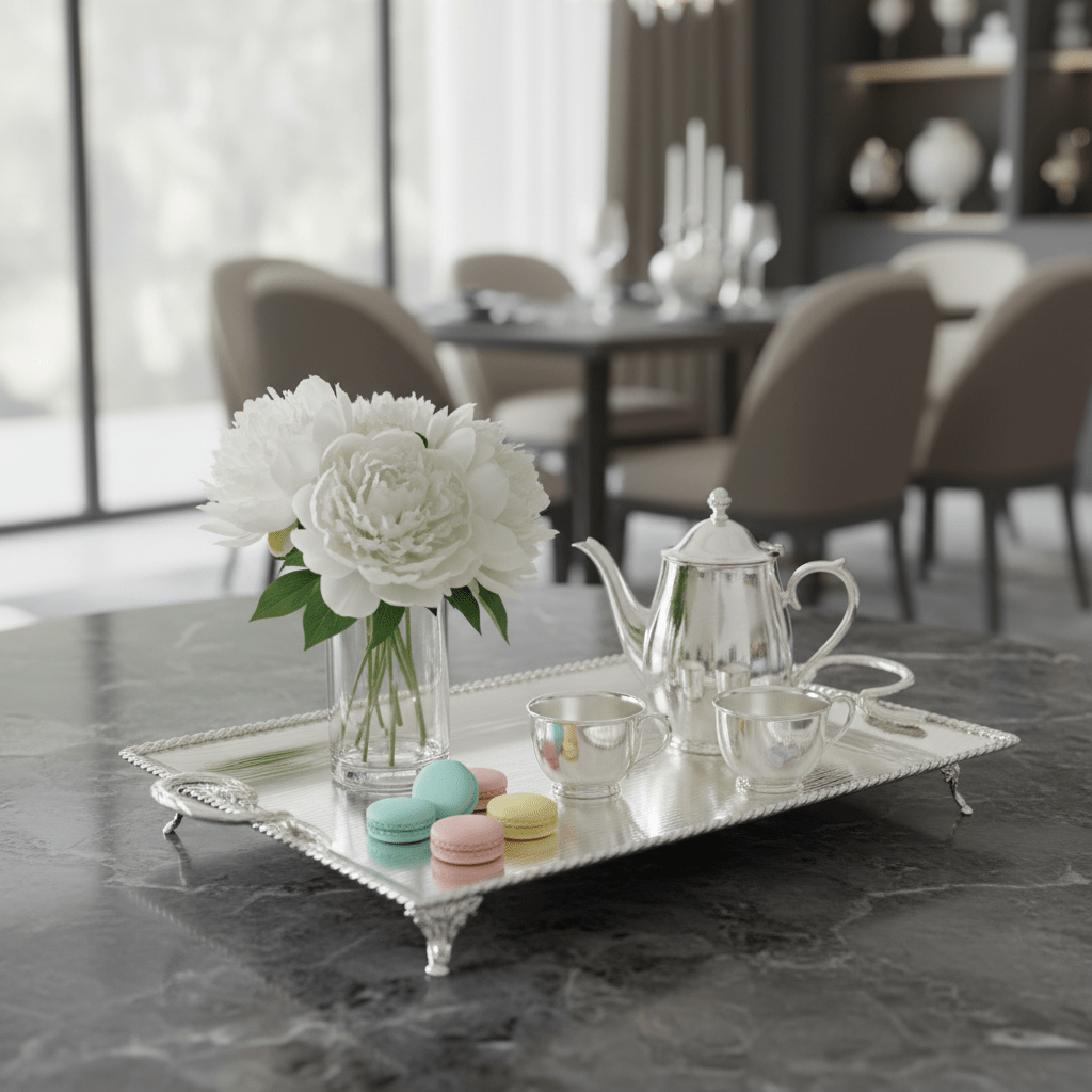 Pilsco Premium Silver Stainless Steel Serving Tray with Elegant Handles – 58×42cm - Al Kabayel Discount CentrePilsco Premium Silver Stainless Steel Serving Tray with Elegant Handles – 58×42cmServing TraysPILSCOAl Kabayel Discount Centre