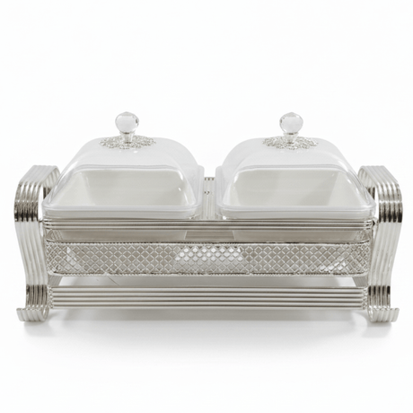Pilsco Premium White Ceramic Candy Bowl with Elegant Silver Metal Holder & Lid – Luxury 2 - Section Serving Dish for Sweets and Nuts 25×12 cm - Al Kabayel Discount CentrePilsco Premium White Ceramic Candy Bowl with Elegant Silver Metal Holder & Lid – Luxury 2 - Section Serving Dish for Sweets and Nuts 25×12 cmJars & Food SaversPILSCOAl Kabayel Discount Centre